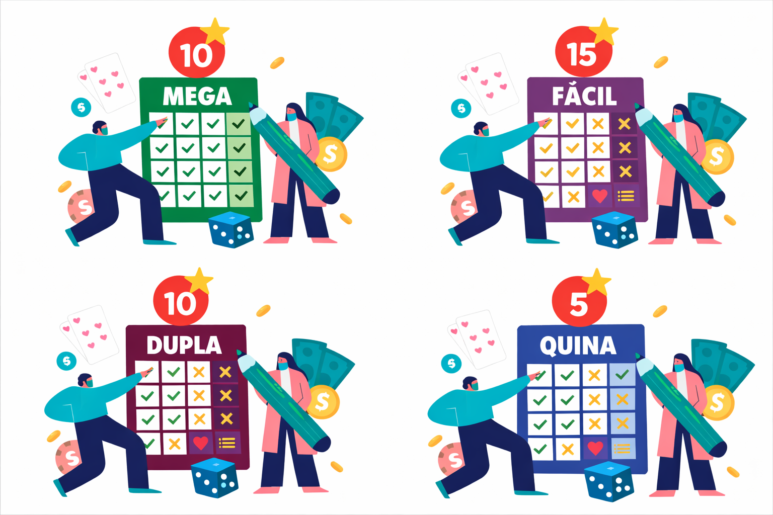 Ilustração MEGA10 com bilhete estilo Mega-Sena